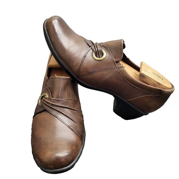 Clarks Brown Leather Loafer Women's‎ Size 9 1/2 Wish Trance Office Casual - Picture 1 of 13